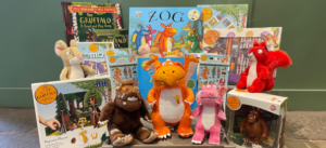 Toys and books displayed in a gift shop