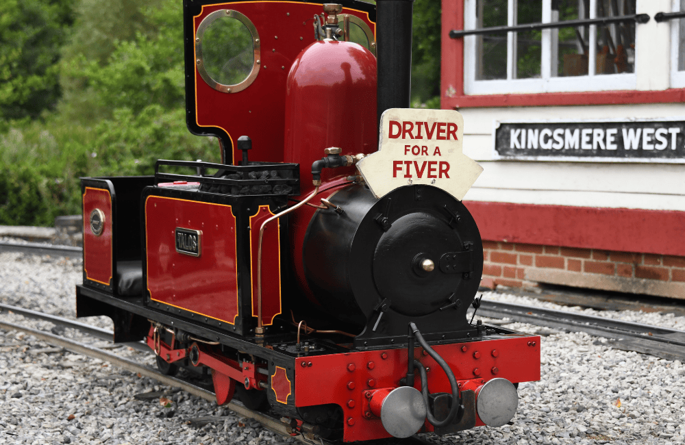 Steam Locomotive with 'Driver for a Fiver' plaque on front