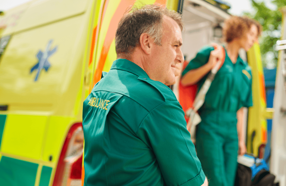 paramedic outside of an ambulance